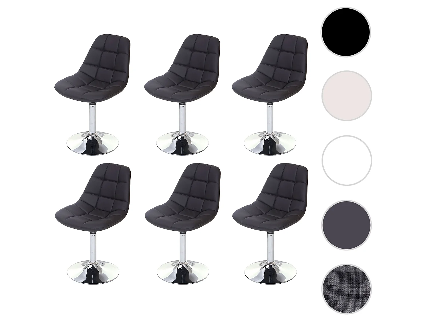 Chaise de salle à manger MCW-A60 (lot de 6),  similicuir marron