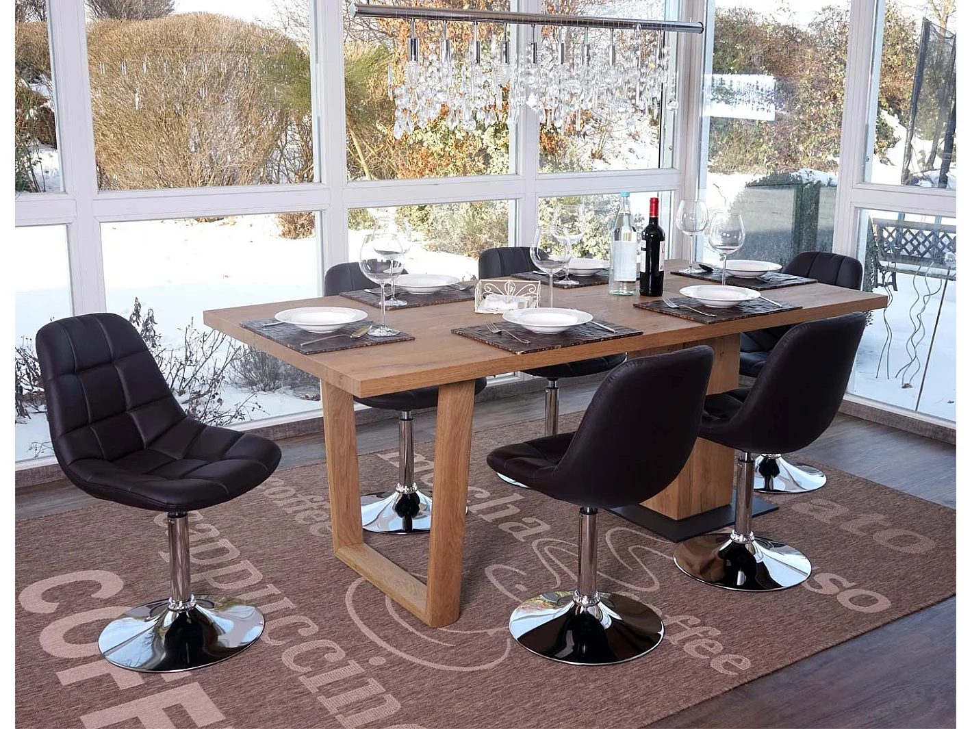 Chaise de salle à manger MCW-A60 (lot de 6),  similicuir marron