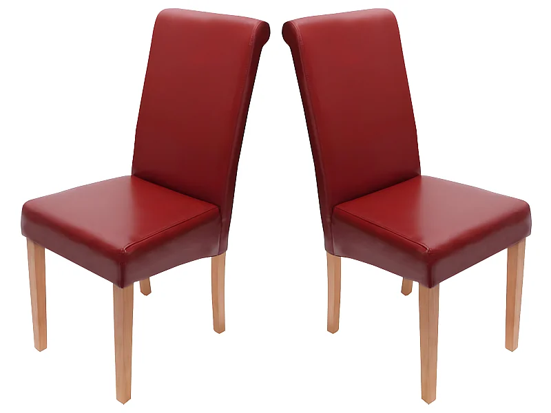 Chaise de salle à manger Lecce II (lot de 2),  rouge/pieds clairs