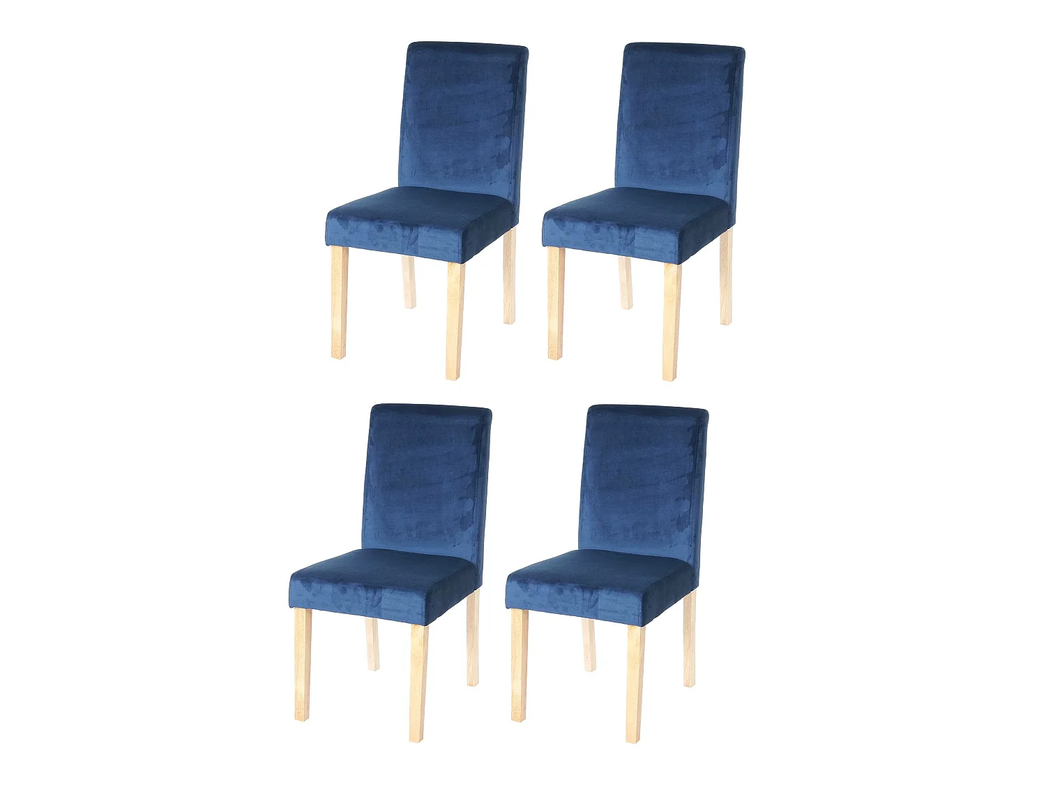 Esszimmerstuhl Littau Samt (4er-Set), Petrol-blau, helle Beine