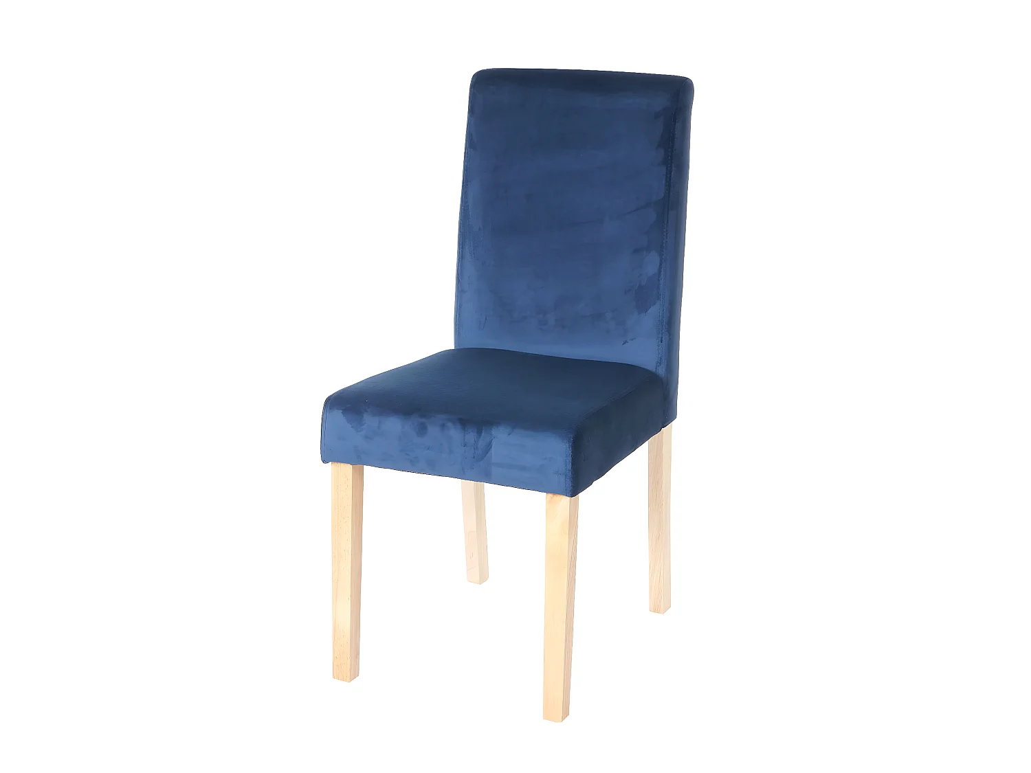Esszimmerstuhl Littau Samt (4er-Set), Petrol-blau, helle Beine