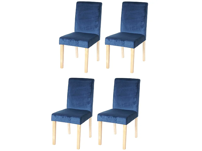 Set 4x sedie Littau velluto soggiorno cucina sala da pranzo 43x56x90cm petrolio piedi chiari
