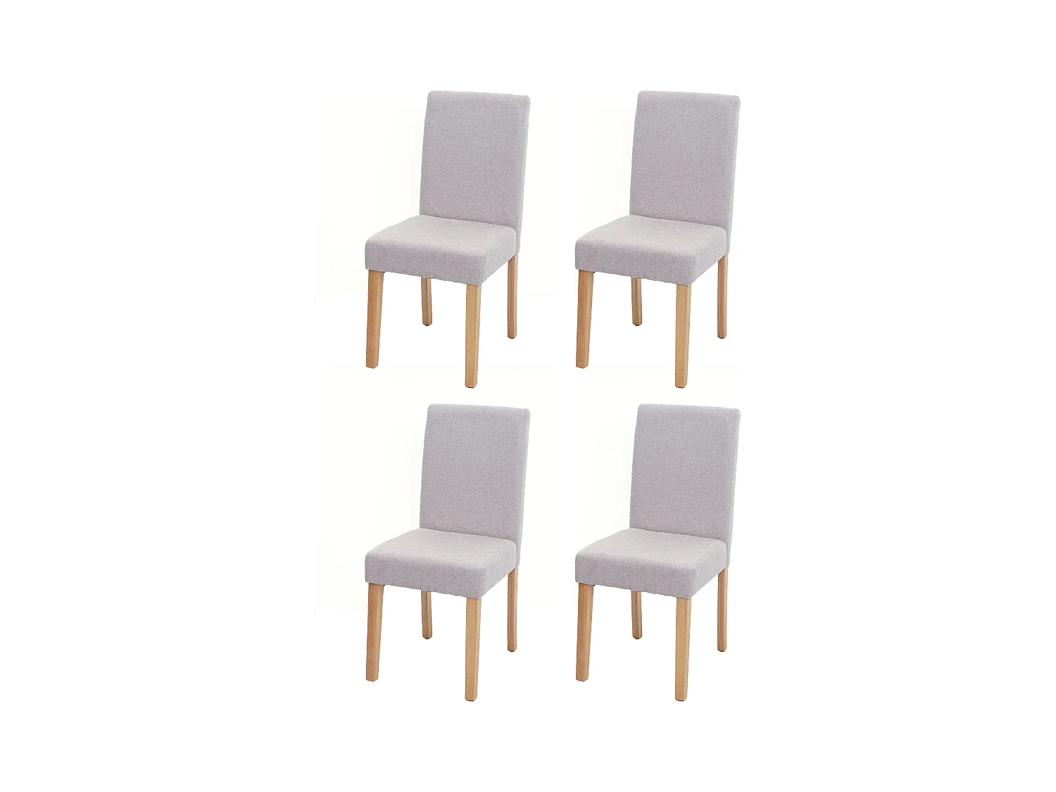 Chaise de salle à manger Littau Schrift (lot de 4),  textile, crème-beige, pieds clairs
