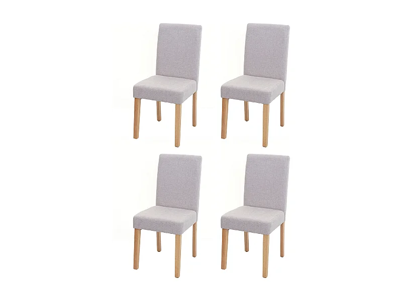 Chaise de salle à manger Littau Schrift (lot de 4),  textile, crème-beige, pieds clairs