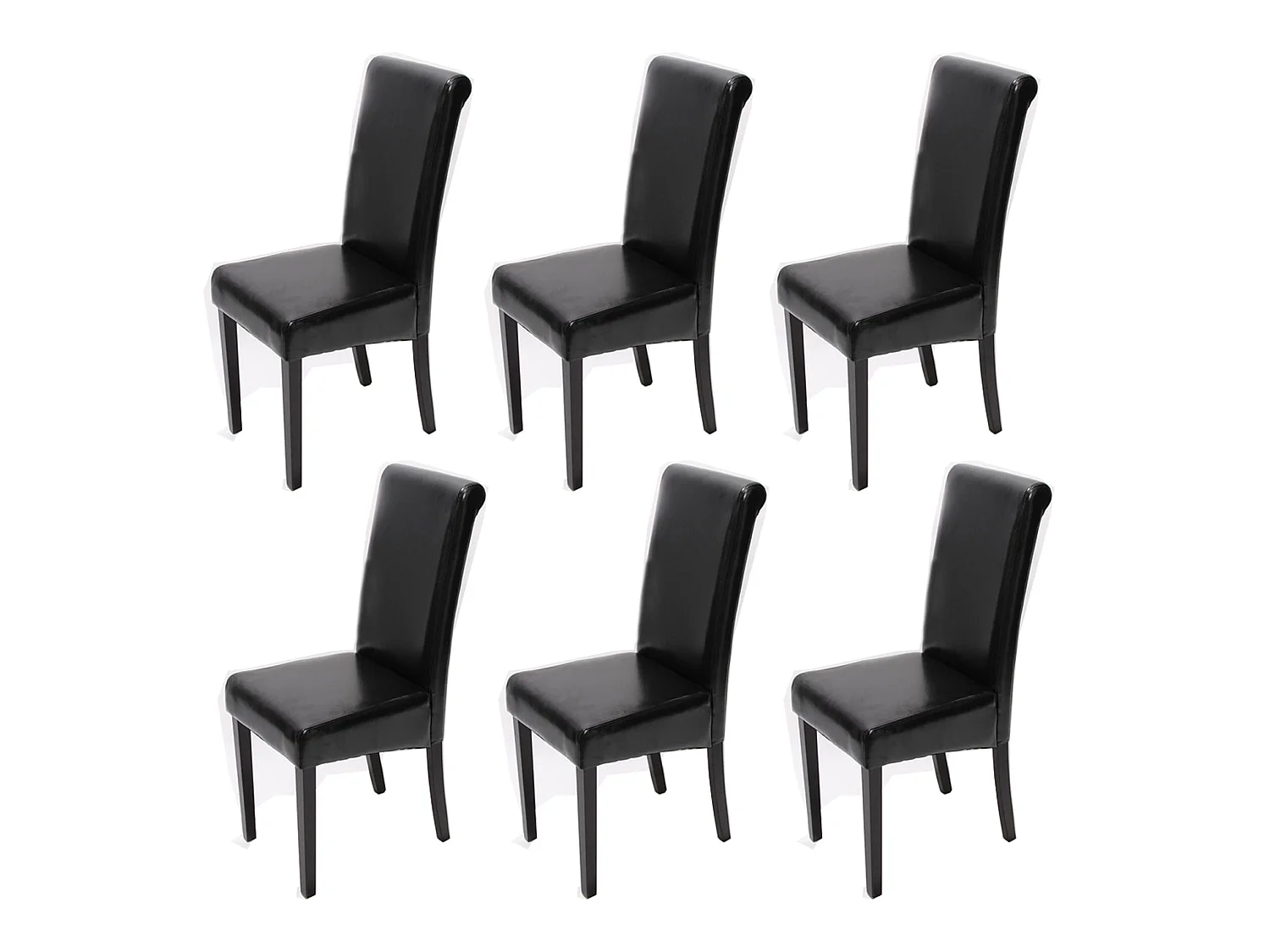 Chaise de salle à manger Lecce II (lot de 6),  noir/pieds foncés