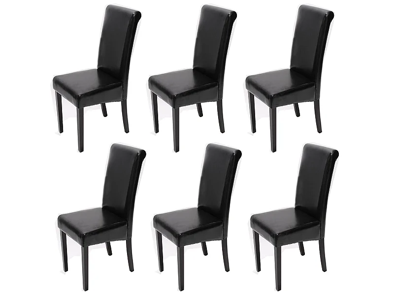 Chaise de salle à manger Lecce II (lot de 6),  noir/pieds foncés