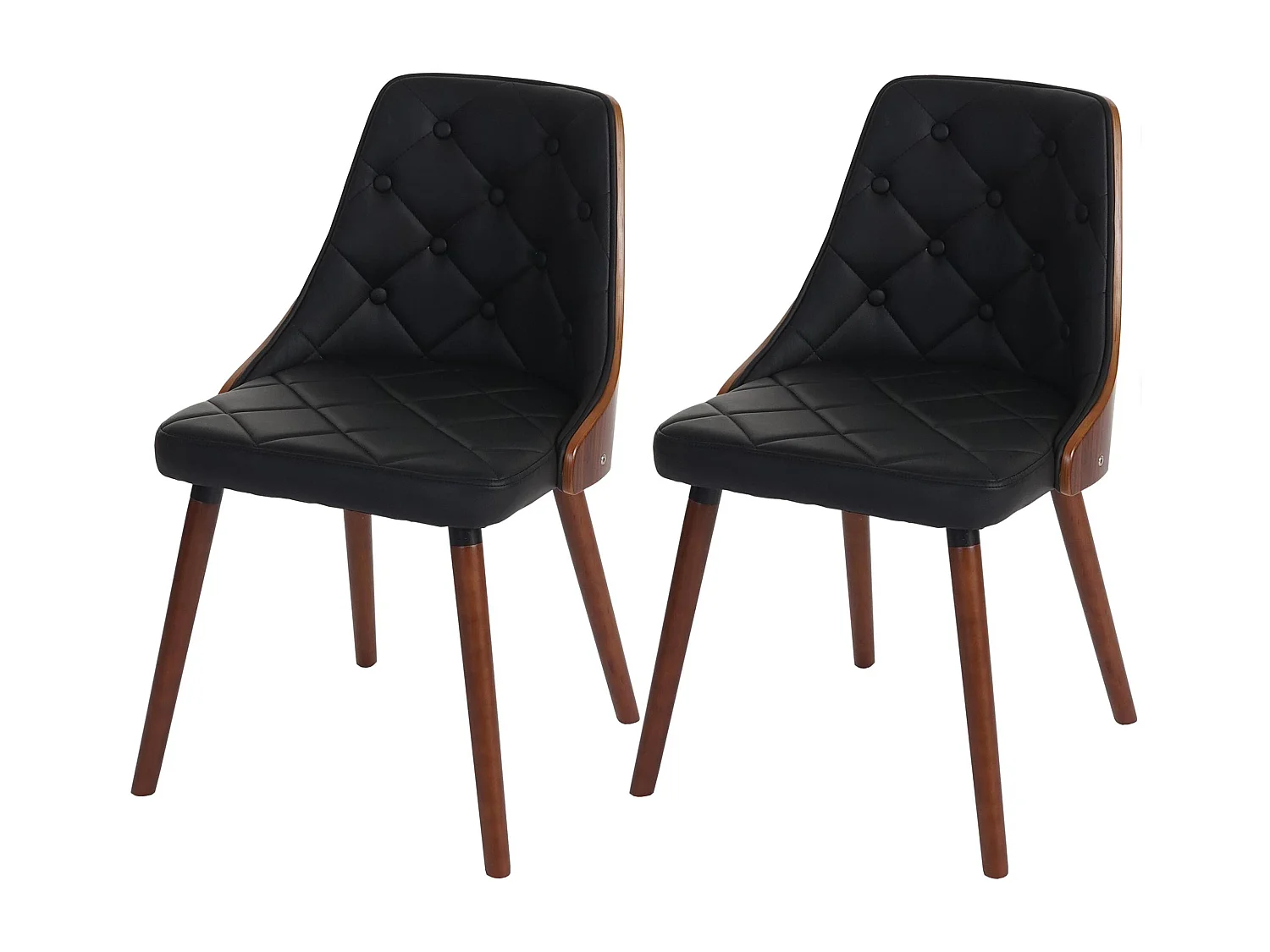 Silla de comedor MCW-A75 (set de 2),  imitación cuero negro