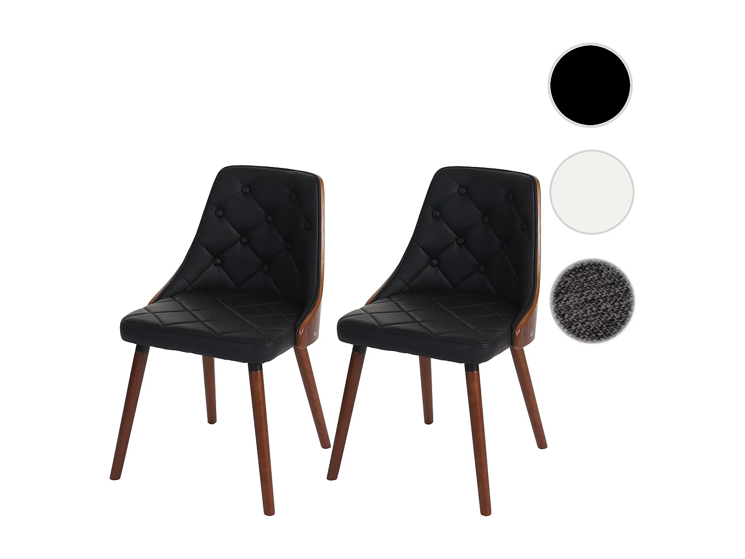 Silla de comedor MCW-A75 (set de 2),  imitación cuero negro