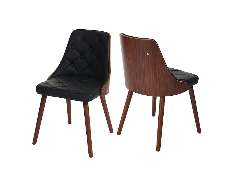 Chaise de salle à manger MCW-A75 (lot de 2),  similicuir, noir