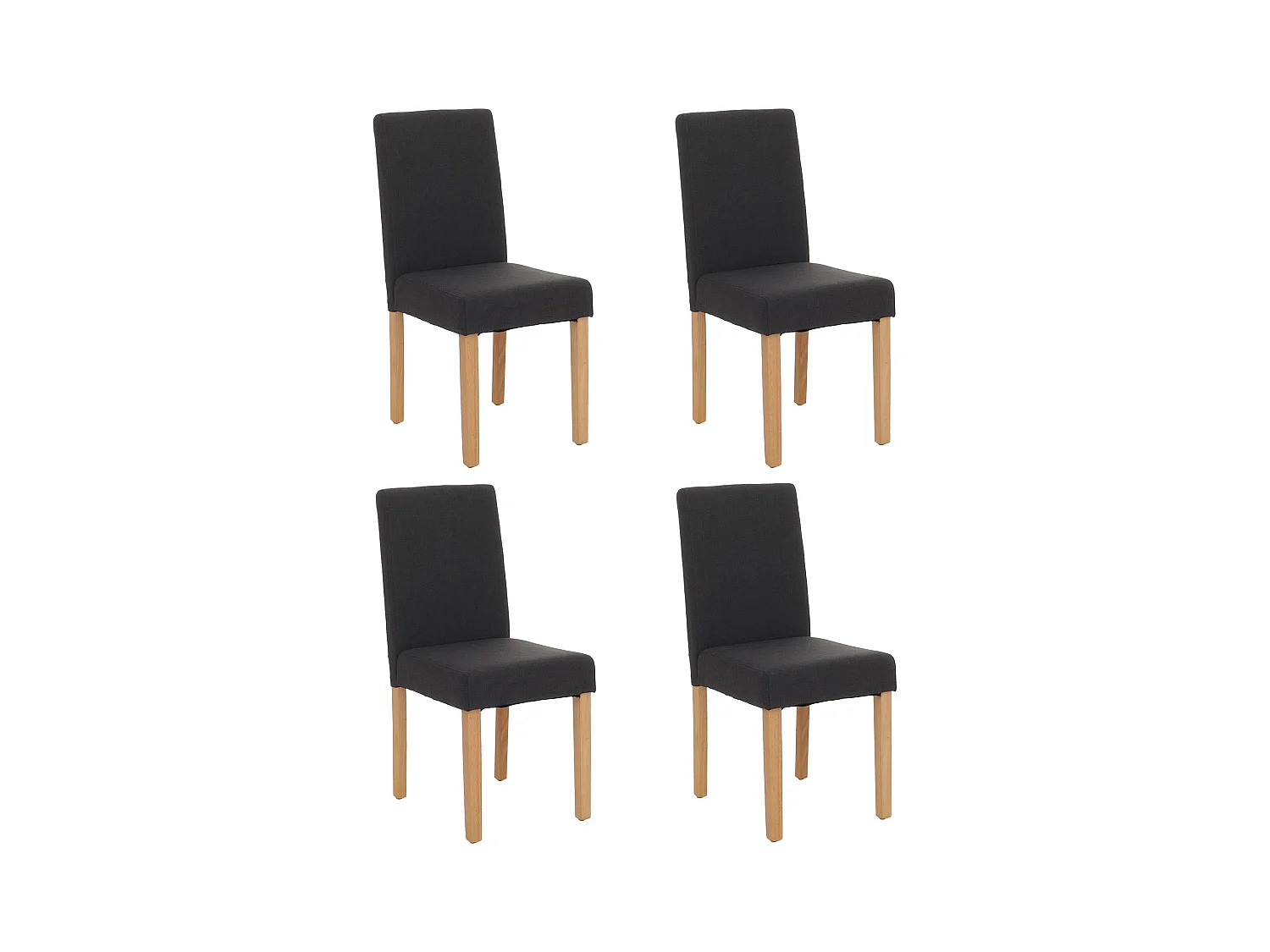Chaise de salle à manger Littau Schrift (lot de 4),  tissu, noir, pieds clairs