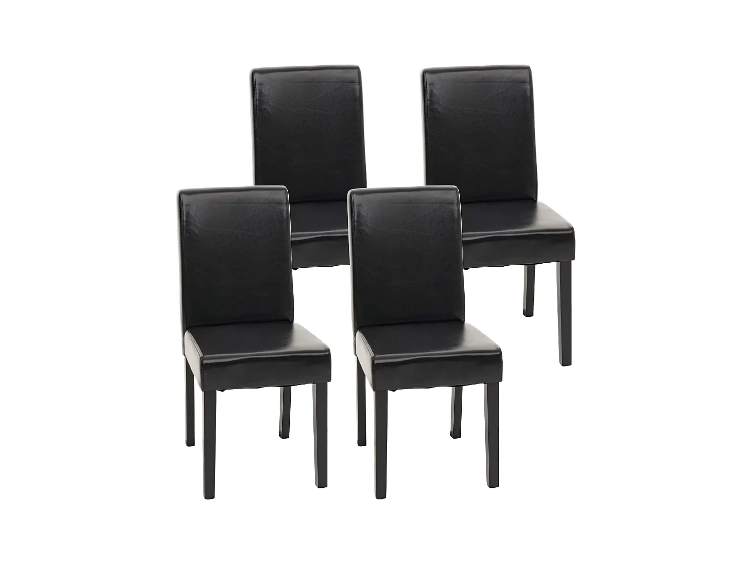 Chaise de salle à manger Littau (lot de 4),  simili-cuir, noir, pieds foncés
