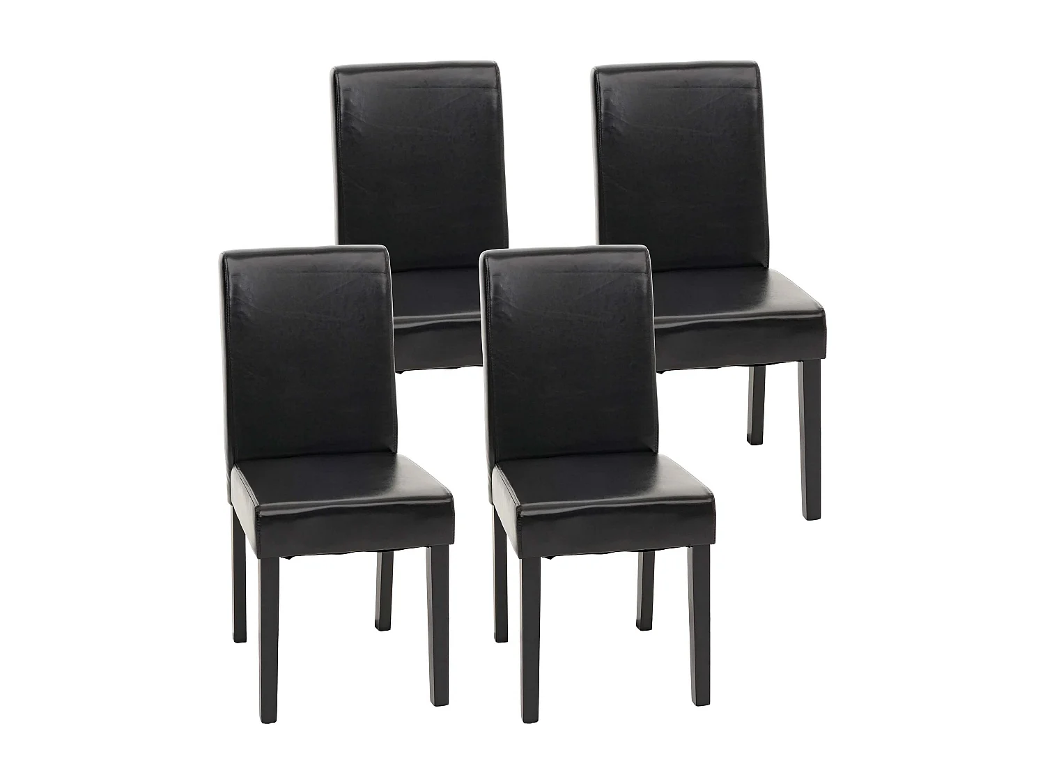 Chaise de salle à manger Littau (lot de 4),  simili-cuir, noir, pieds foncés