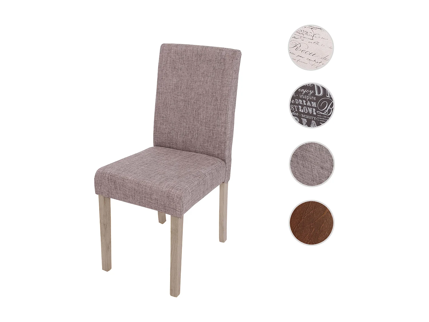 Sedia Littau tessuto soggiorno cucina sala da pranzo 43x56x90cm grigio piedi color rovere