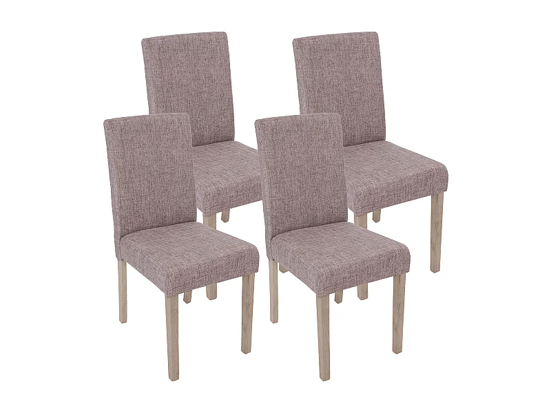 Chaise de salle à manger Littau (lot de 4),  tissu, gris, pieds: structure chêne