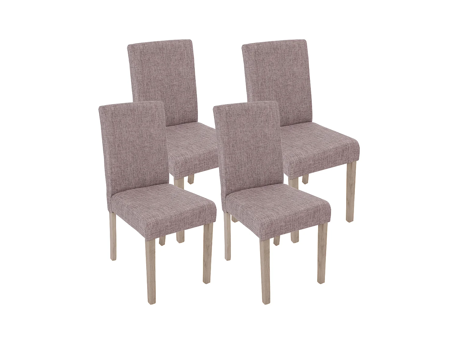 Chaise de salle à manger Littau (lot de 4),  tissu, gris, pieds: structure chêne