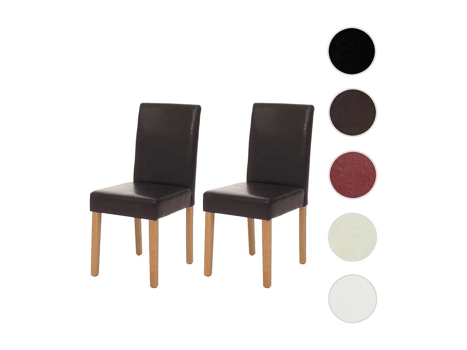 Eetkamerstoel Littau (set van 2),  leer, bruin, lichtgekleurde poten