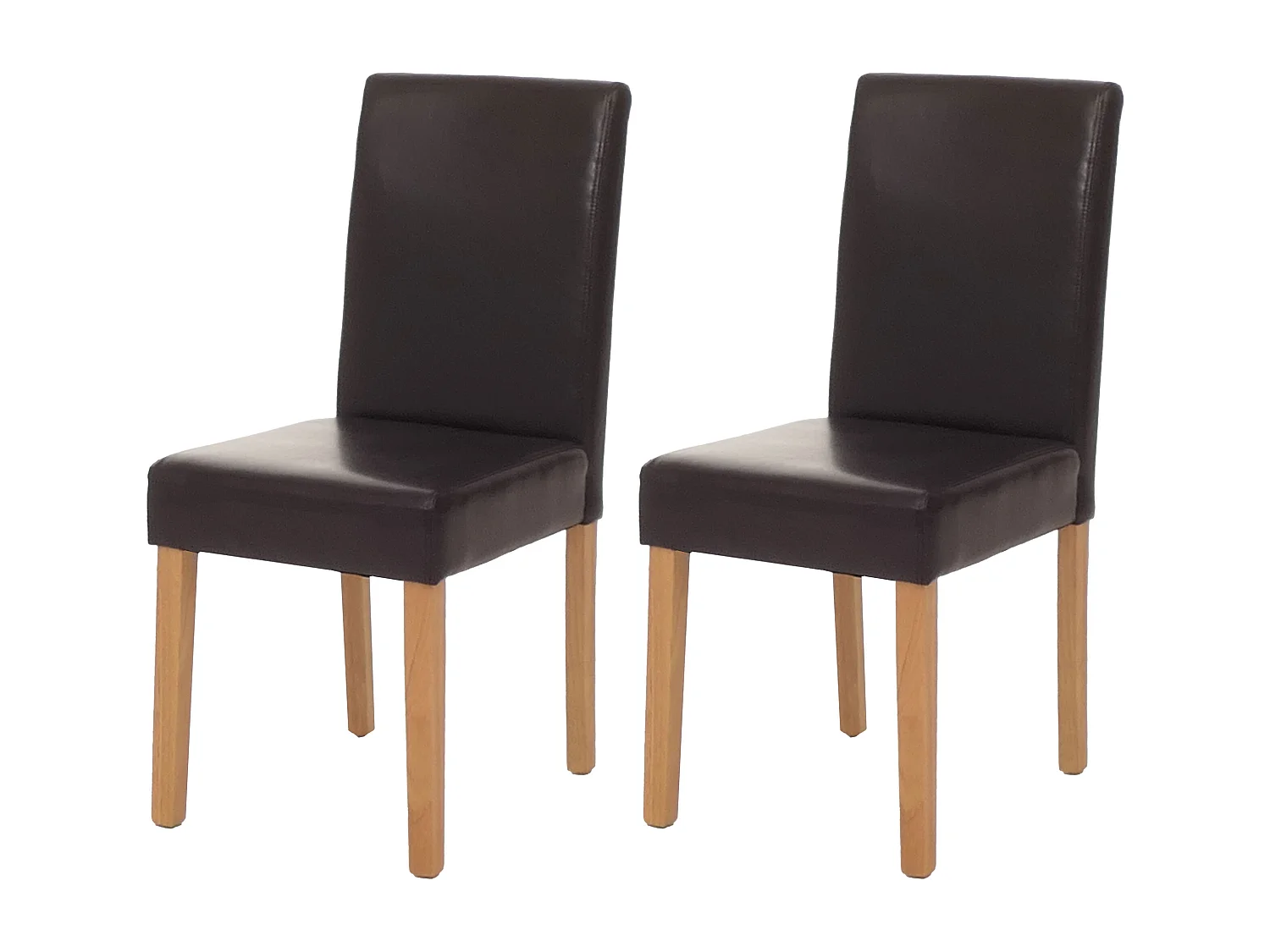 Chaise de salle à manger Littau (lot de 2),  cuir reconstitué marron, pieds clairs