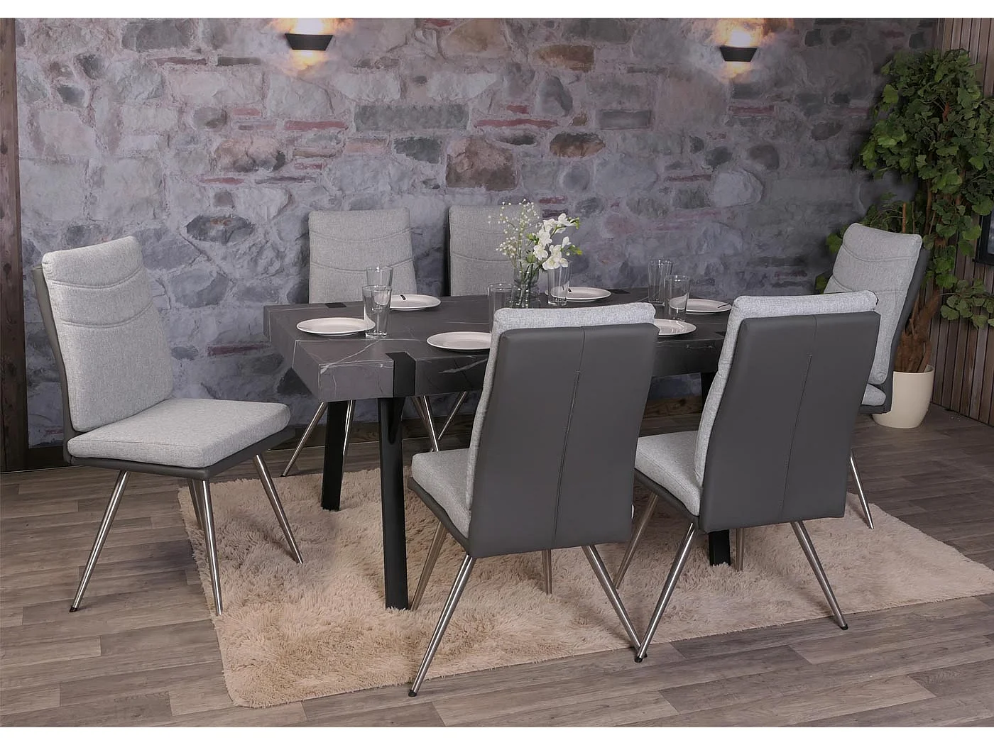 Chaise de salle à manger MCW-G54 (lot de 2),  gris