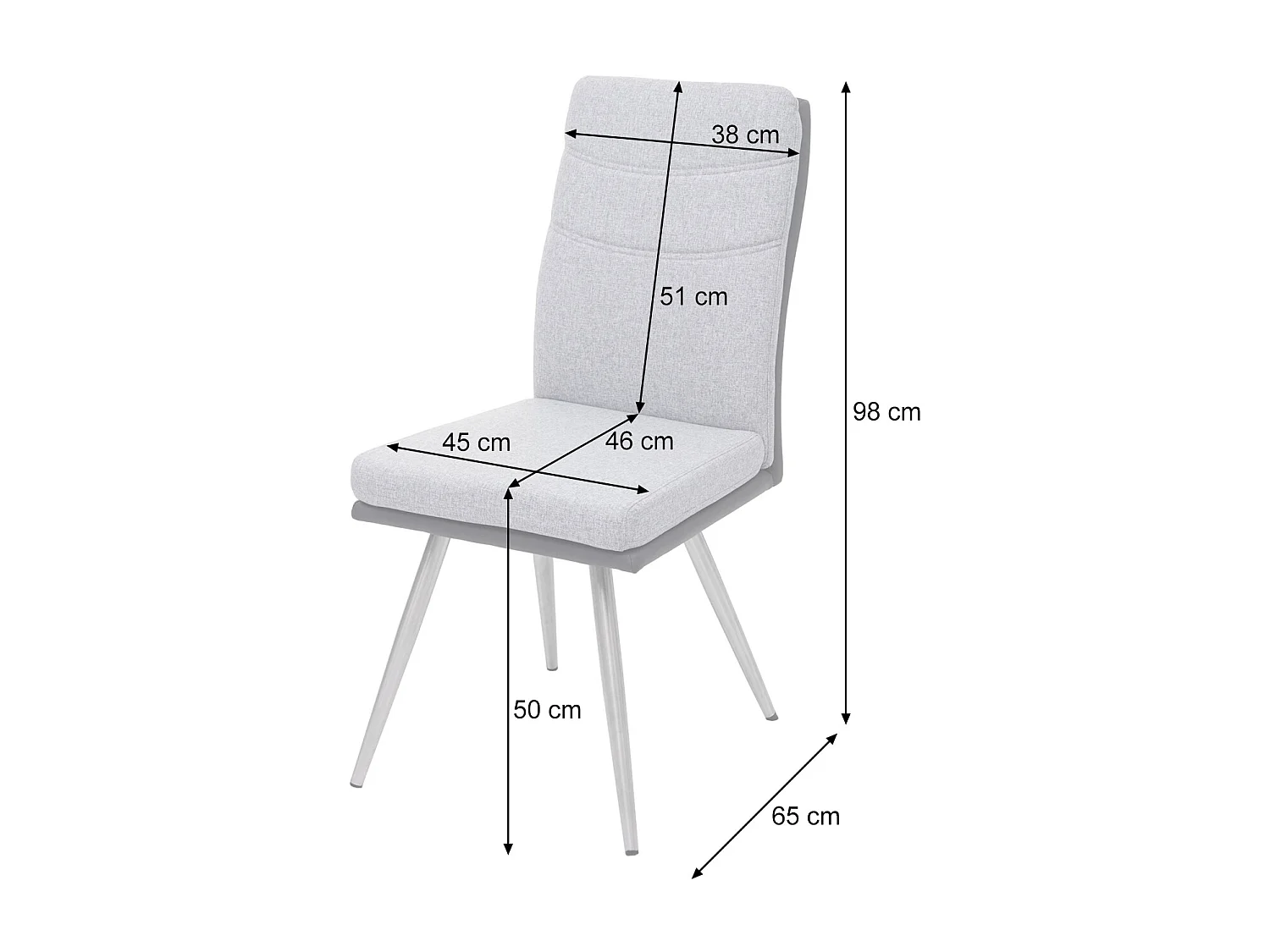 Krzesło do jadalni MCW-G54 (zestaw 2 sztuk),  szary