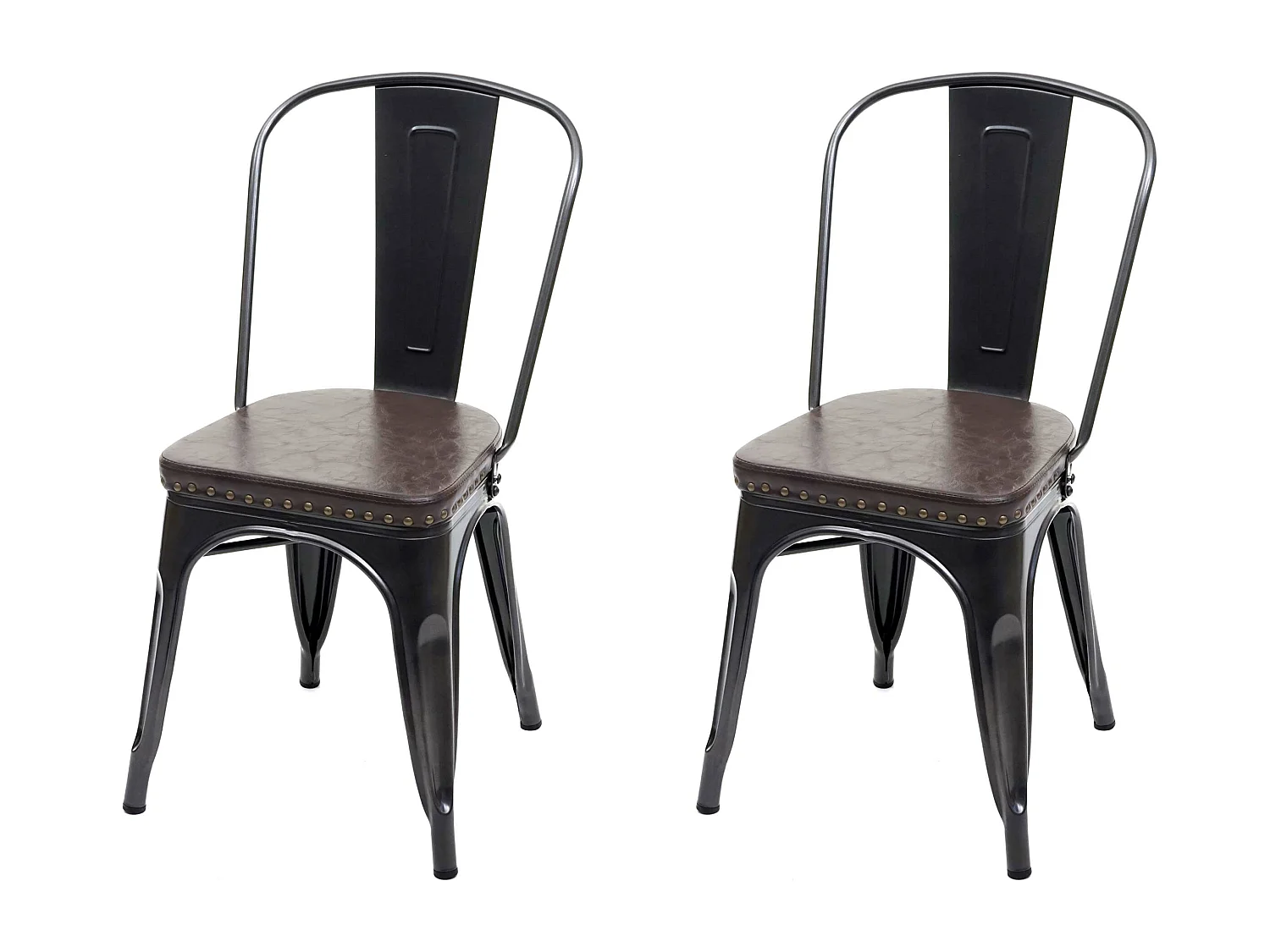 Chaise de salle à manger MCW-H10e (lot de 2),  noir-marron