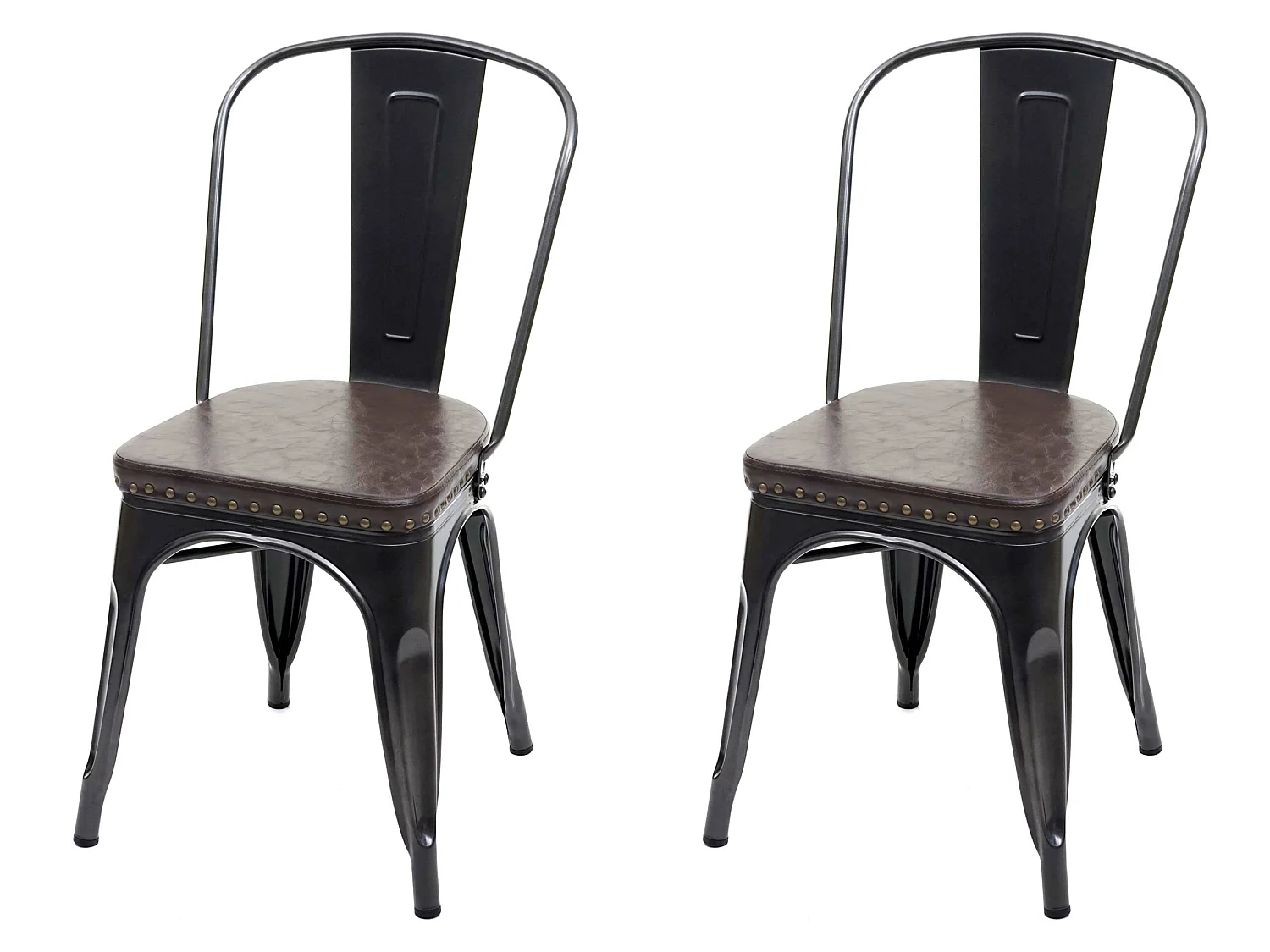 Chaise de salle à manger MCW-H10e (lot de 2),  noir-marron