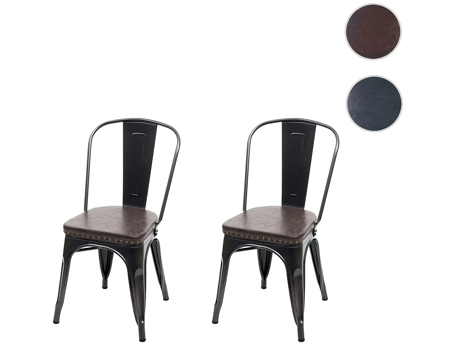 Chaise de salle à manger MCW-H10e (lot de 2),  noir-marron