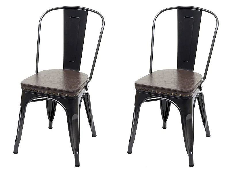 Chaise de salle à manger MCW-H10e (lot de 2),  noir-marron