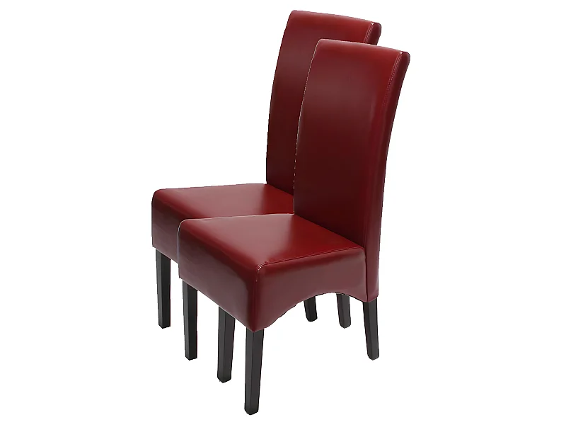 Set 2x sedie soggiorno moderno elegante Latina pelle per sala da pranzo rosso gambe scure