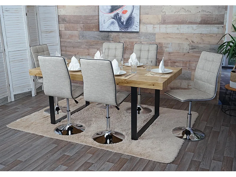 Eetkamerstoel MCW-C41 (set van 6),  creme-grijs