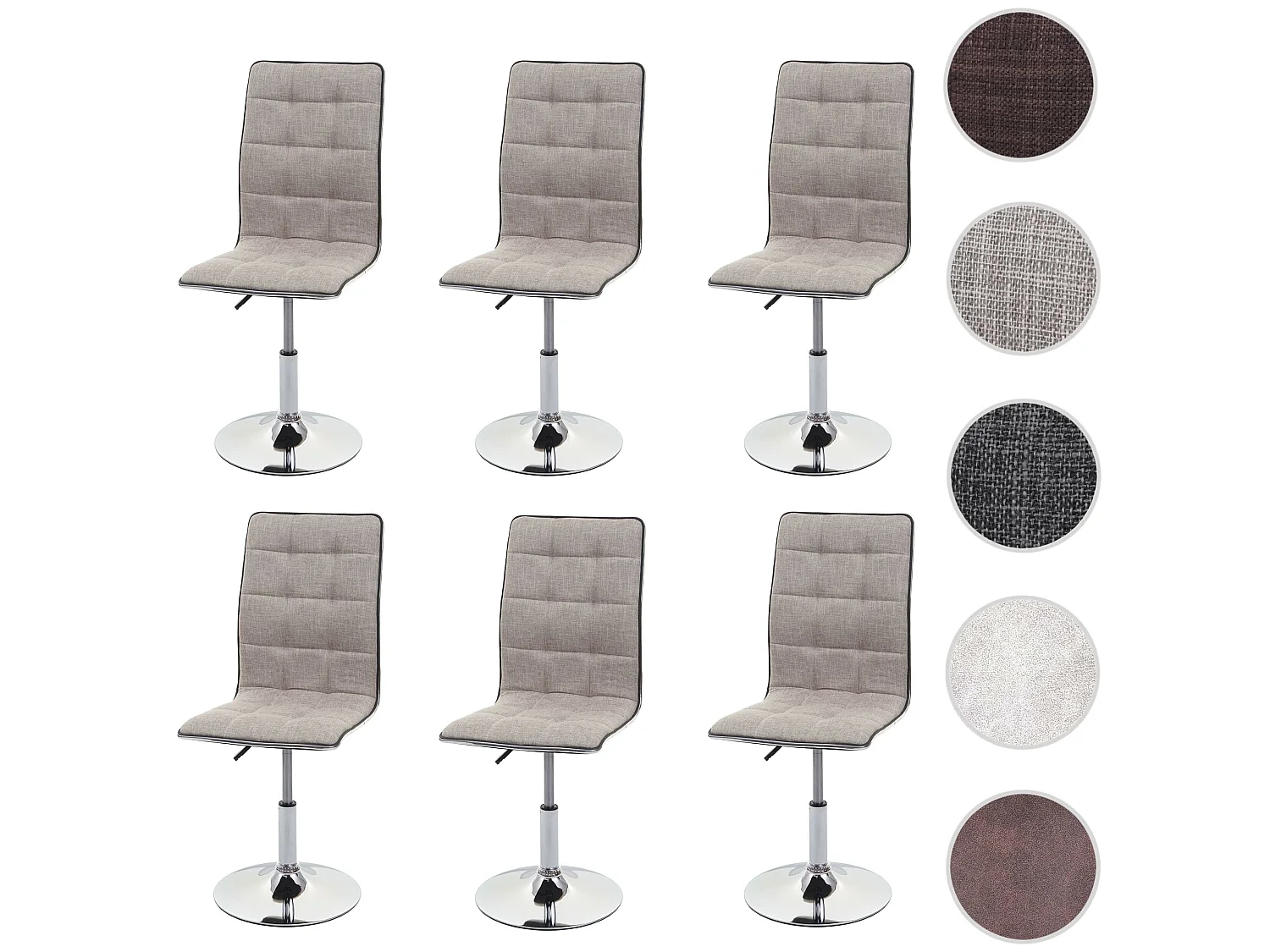 Eetkamerstoel MCW-C41 (set van 6),  creme-grijs