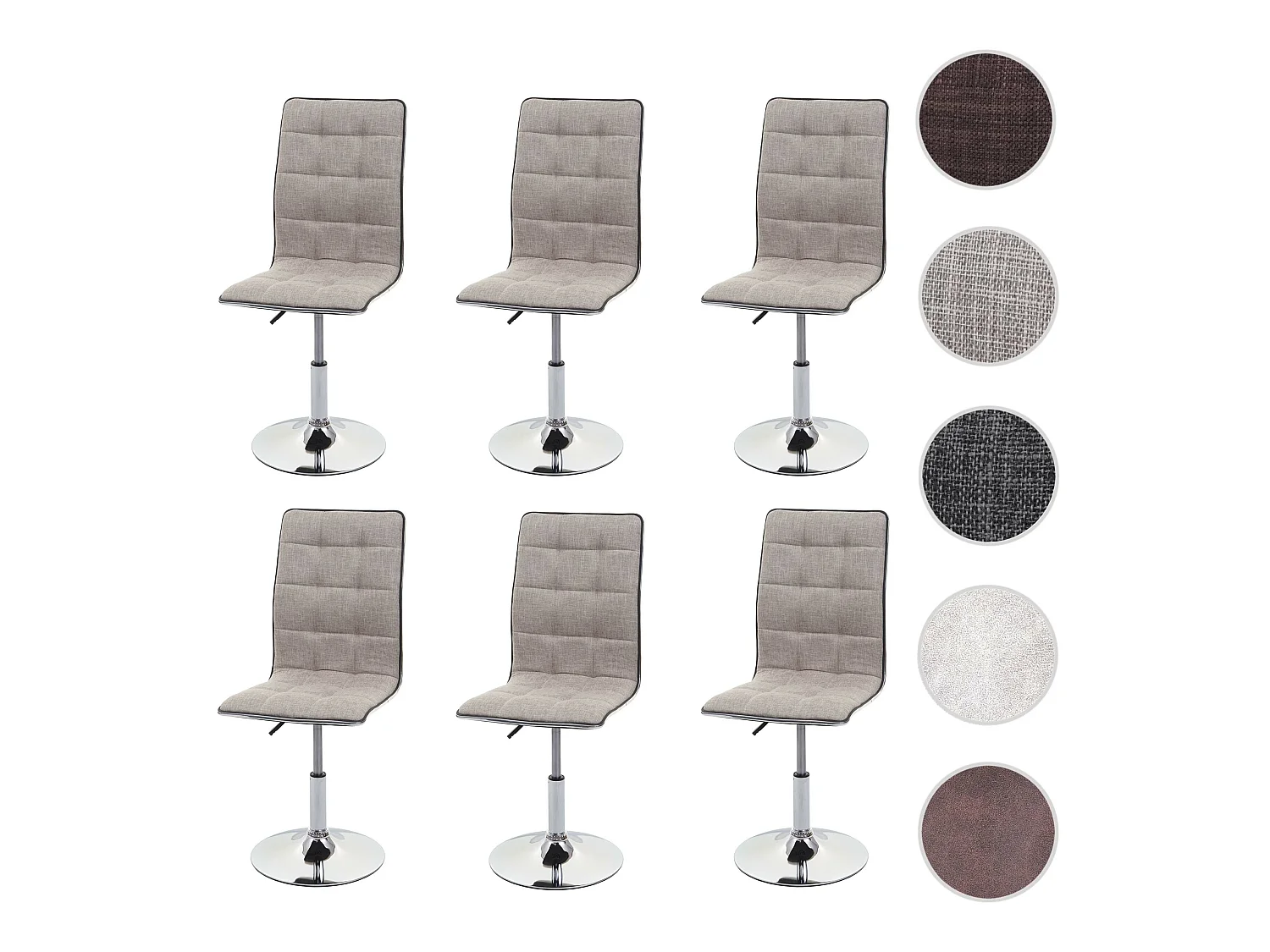 Chaise de salle à manger MCW-C41 (lot de 6),  crème-gris