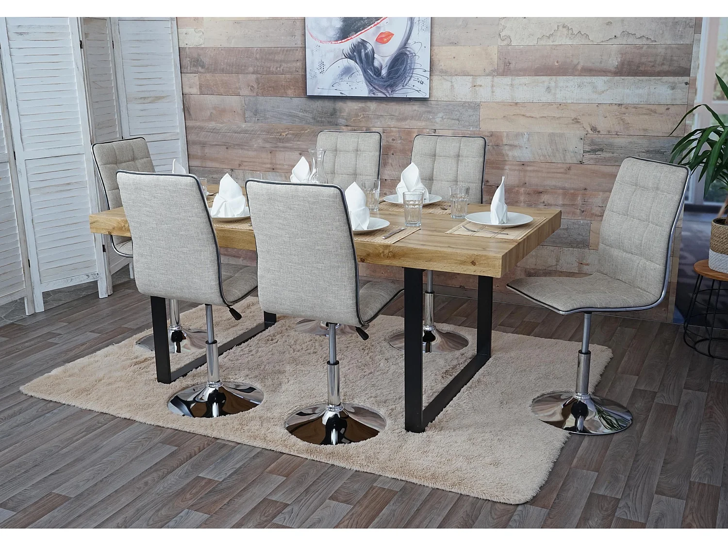 Krzesło do jadalni MCW-C41 (zestaw 6 sztuk),  kremowo-szare