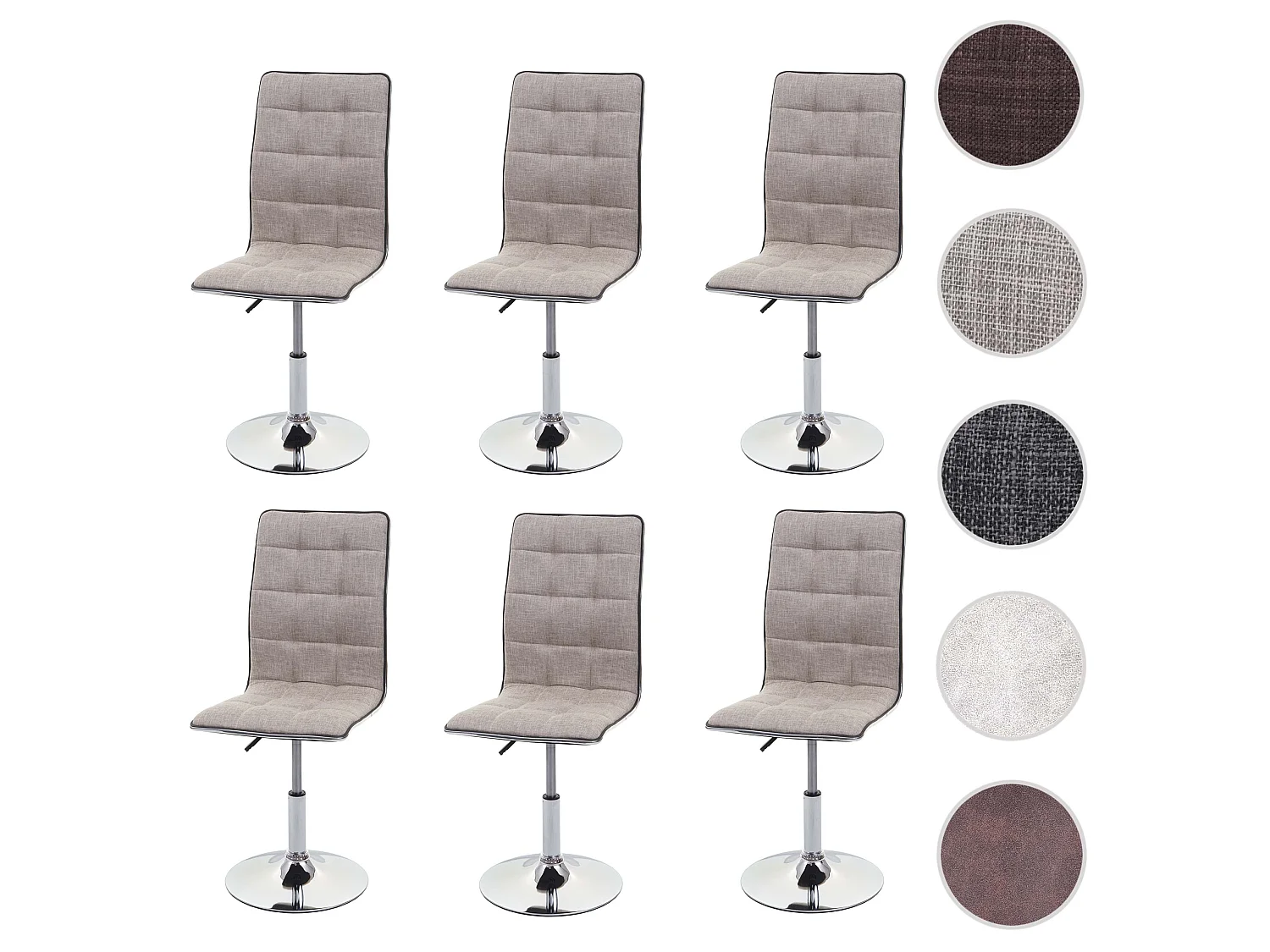 Krzesło do jadalni MCW-C41 (zestaw 6 sztuk),  kremowo-szare