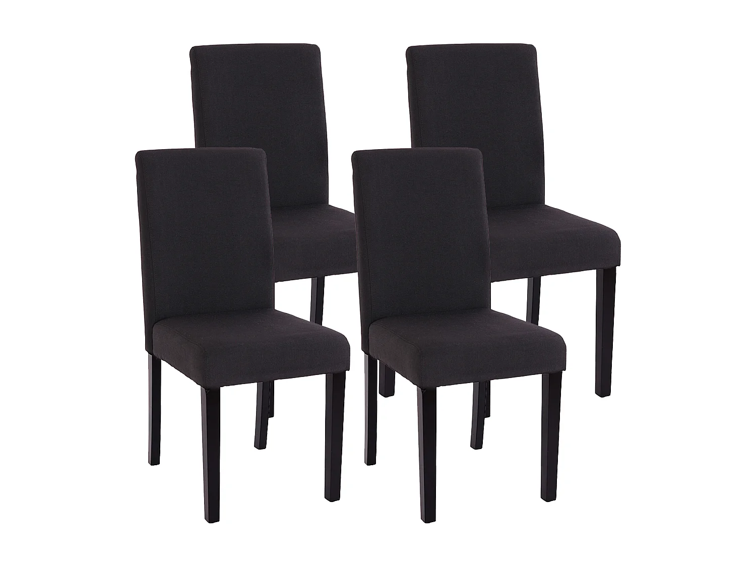 Silla de comedor Littau (juego de 4),  Textil, negro, patas oscuras