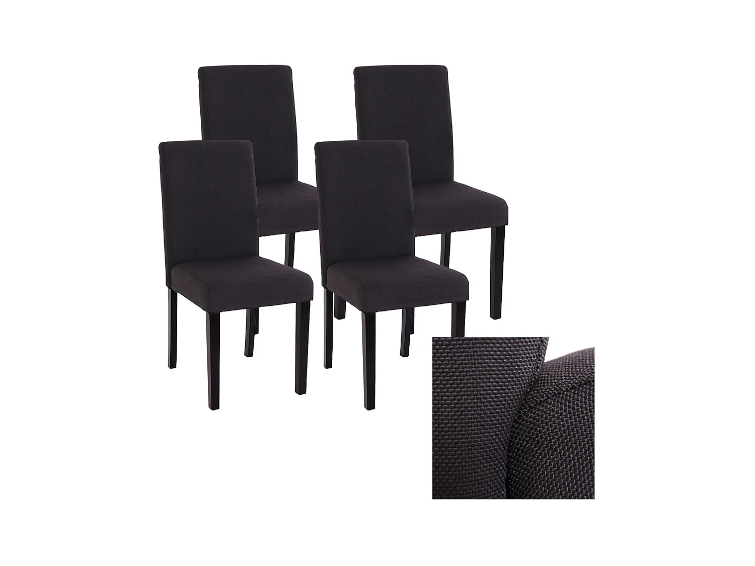 Chaise de salle à manger Littau Schrift (lot de 4),  tissu noir gris, pieds foncés
