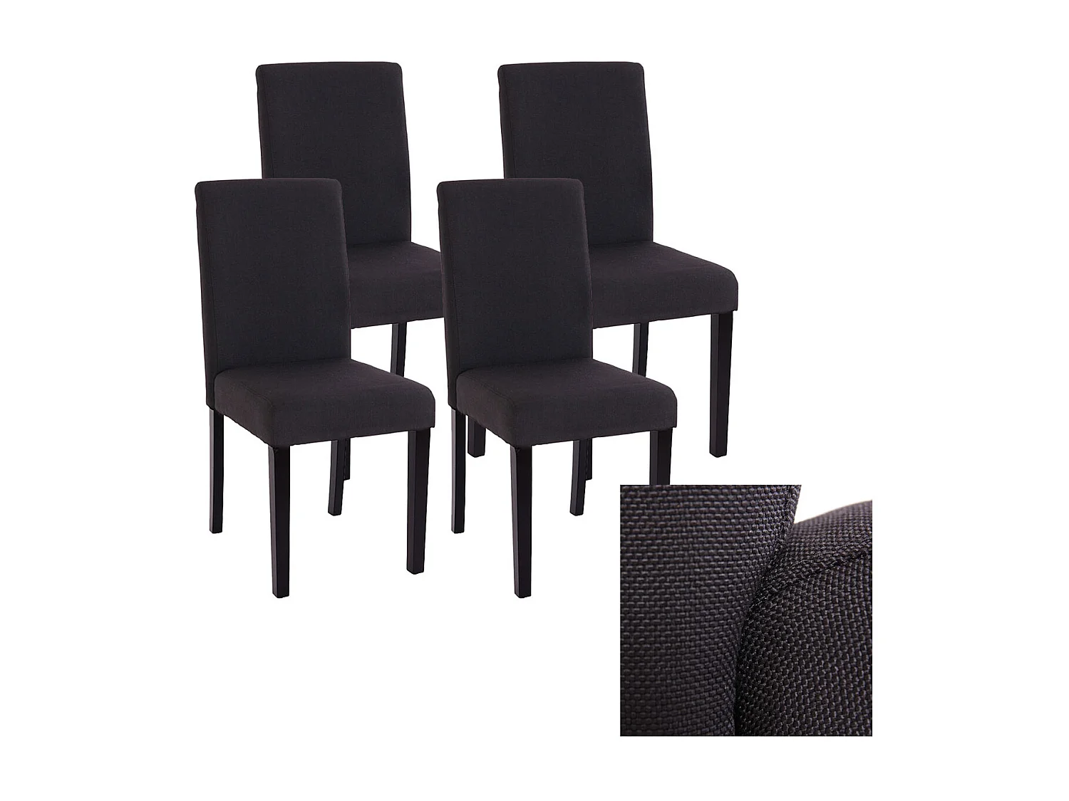 Chaise de salle à manger Littau Schrift (lot de 4),  tissu noir gris, pieds foncés