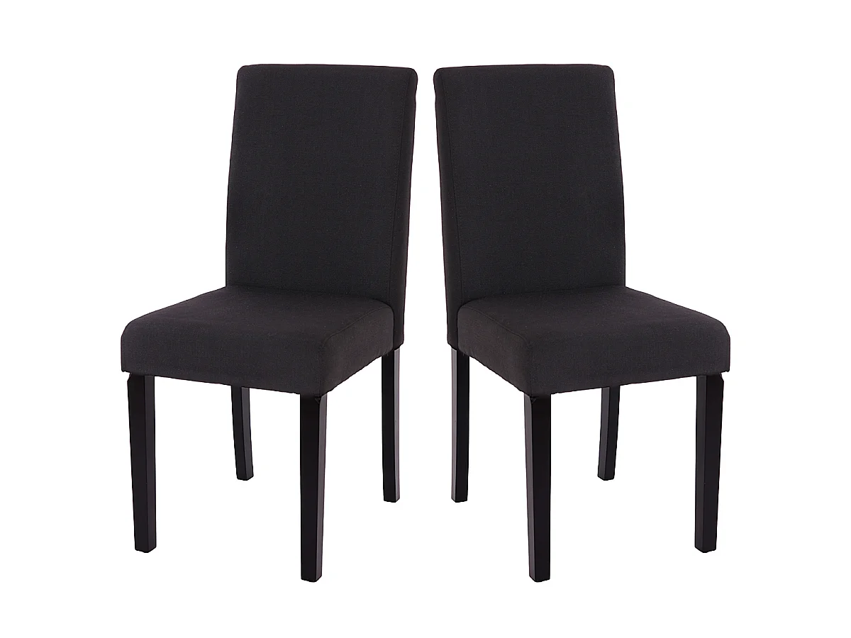 Chaise de salle à manger Littau Schrift (lot de 4),  tissu noir gris, pieds foncés