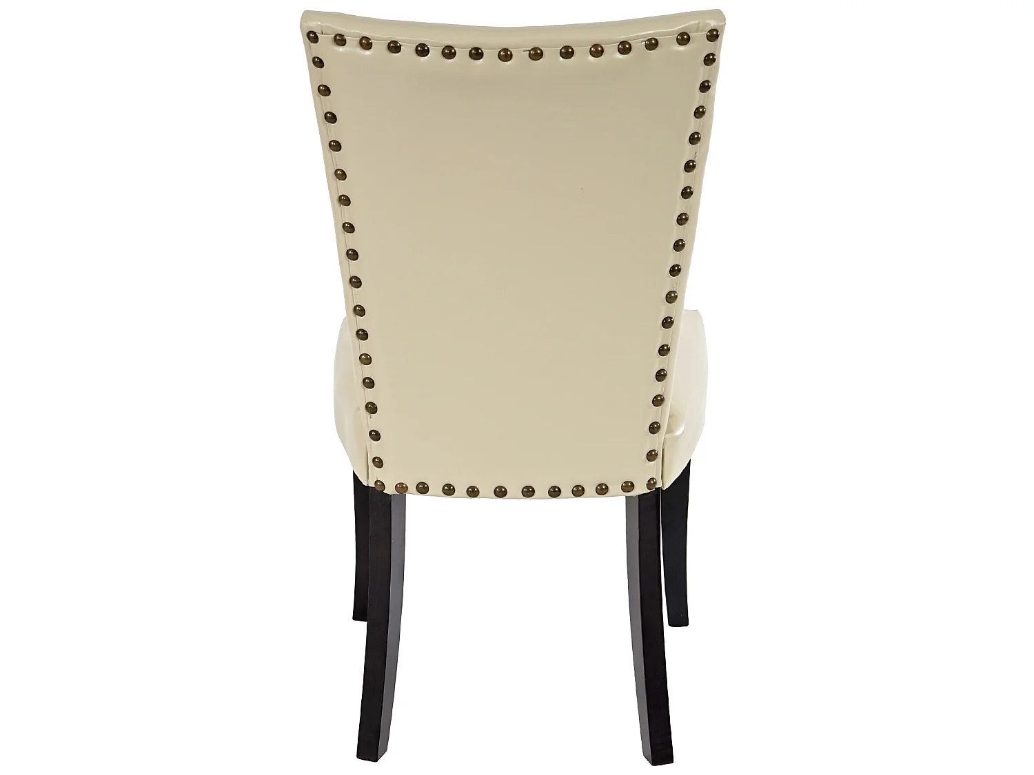 Set 6x sedie retrò eleganti Chesterfield ecopelle sala pranzo 62x50x93cm avorio piedi scuri