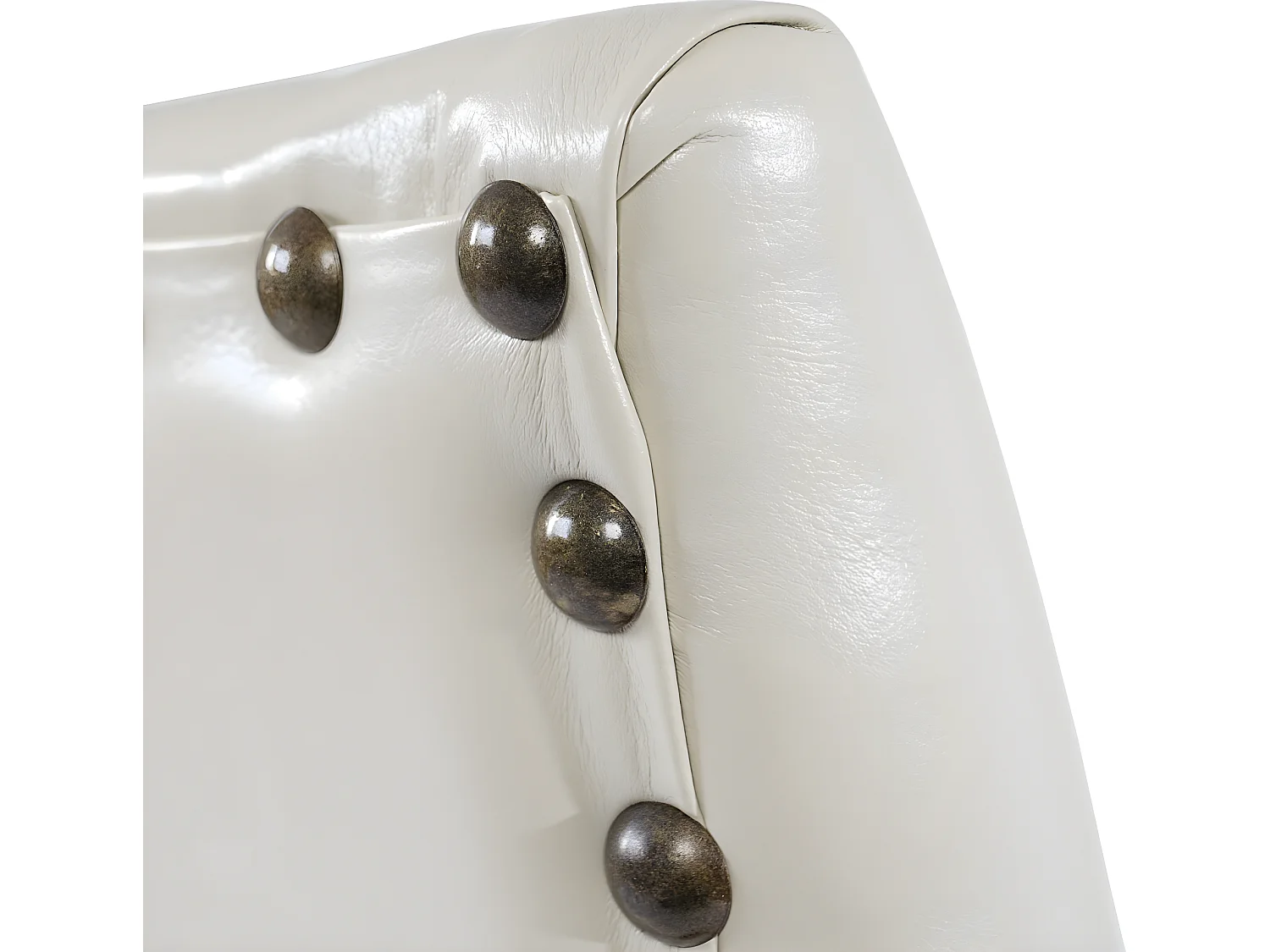 Set 6x sedie retrò eleganti Chesterfield ecopelle sala pranzo 62x50x93cm avorio piedi scuri