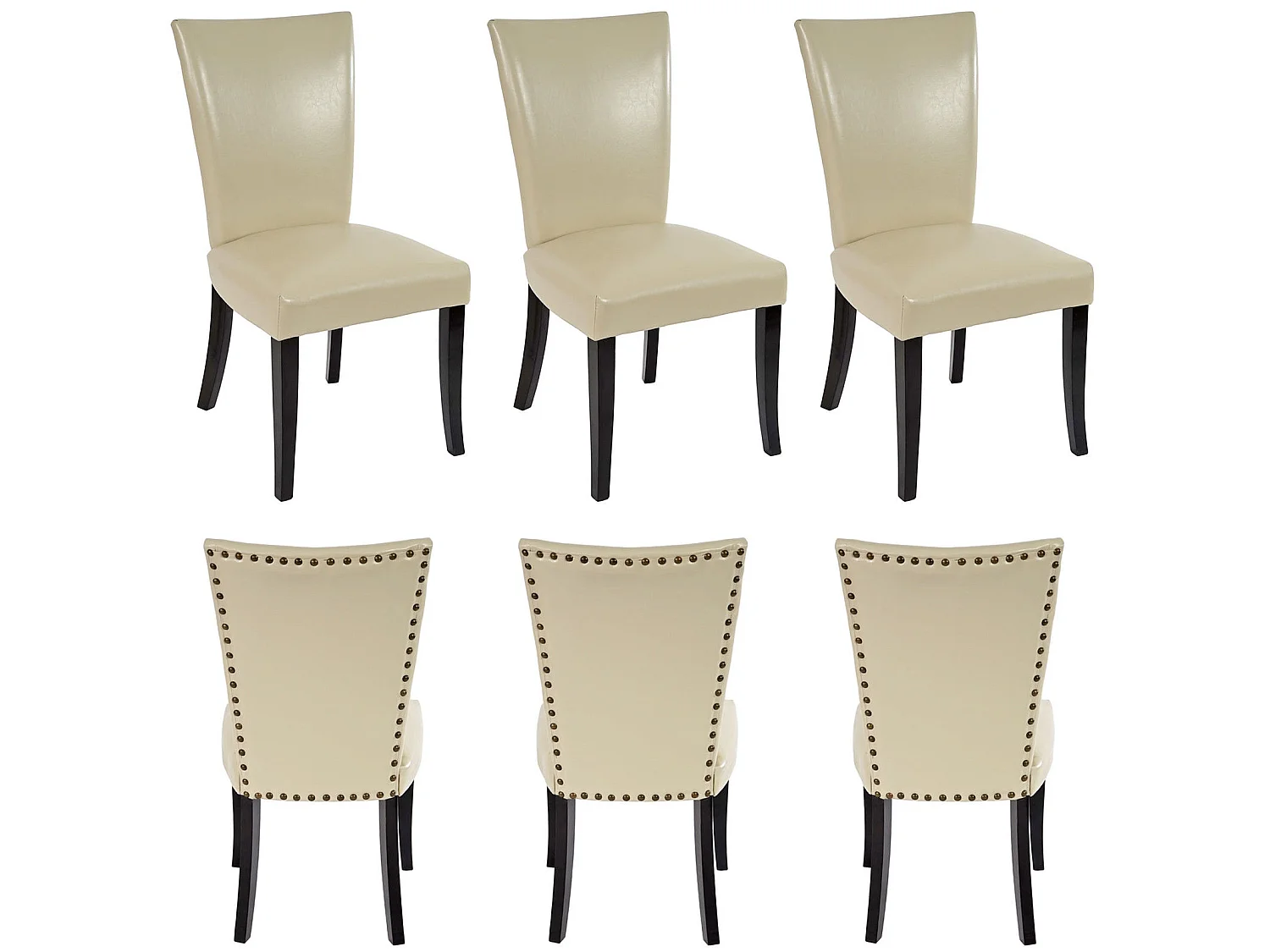 Krzesło do jadalni Edinburgh (zestaw 6 sztuk),  imitacja skóry, kremowy, ciemne nogi