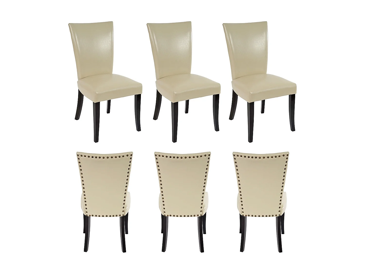 Chaise de salle à manger Edinburgh (lot de 6),  similicuir crème, pieds foncés
