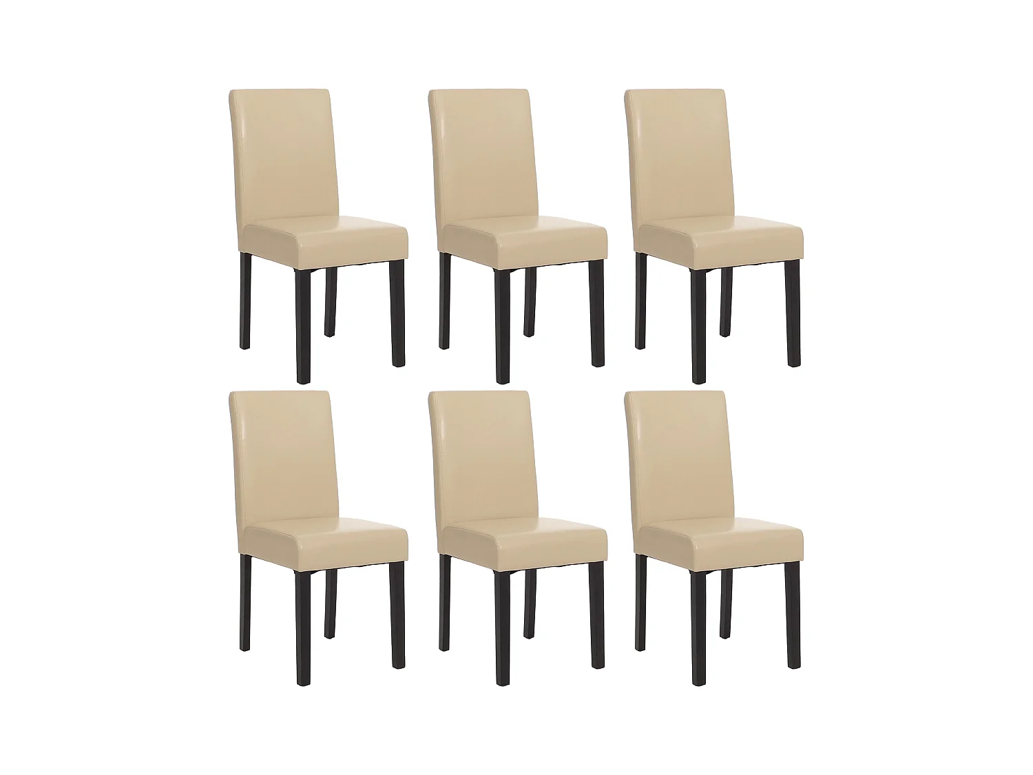 Silla de comedor Littau (juego de 6),  cuero, crema, patas oscuras