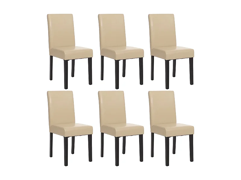 Set 6x sedie Littau pelle soggiorno cucina sala da pranzo 43x56x90cm avorio piedi scuri