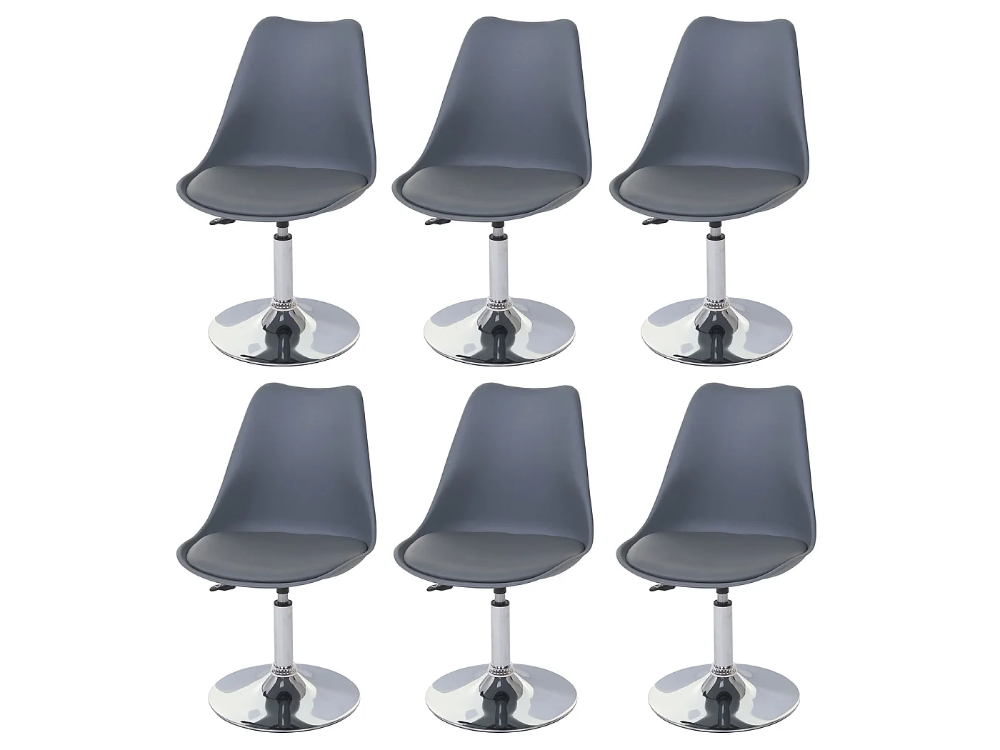 Eetkamerstoel Vaasa T501 (set van 6),  donkergrijs, voet chroom