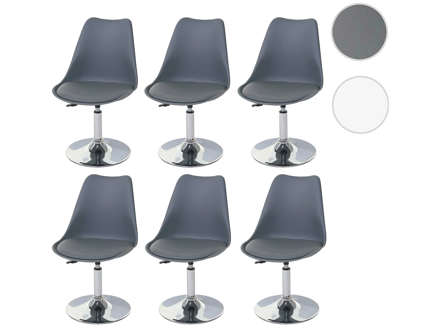 Eetkamerstoel Vaasa T501 (set van 6),  donkergrijs, voet chroom