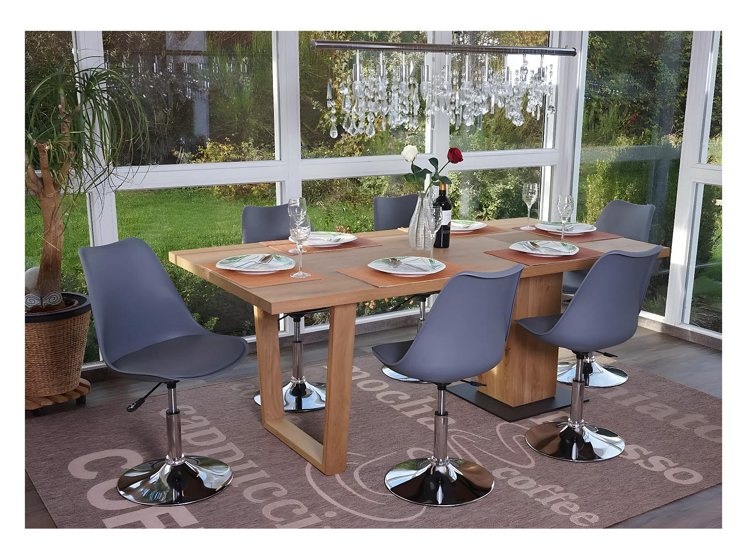 Chaise de salle à manger Vaasa T501 (lot de 6),  gris foncé