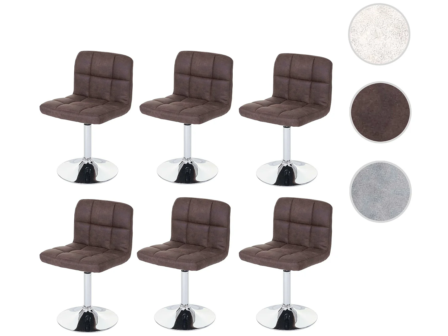 Set 6x sedie lounge Kavala elegante moderno tessuto 48x45x78cm marrone scuro vintage