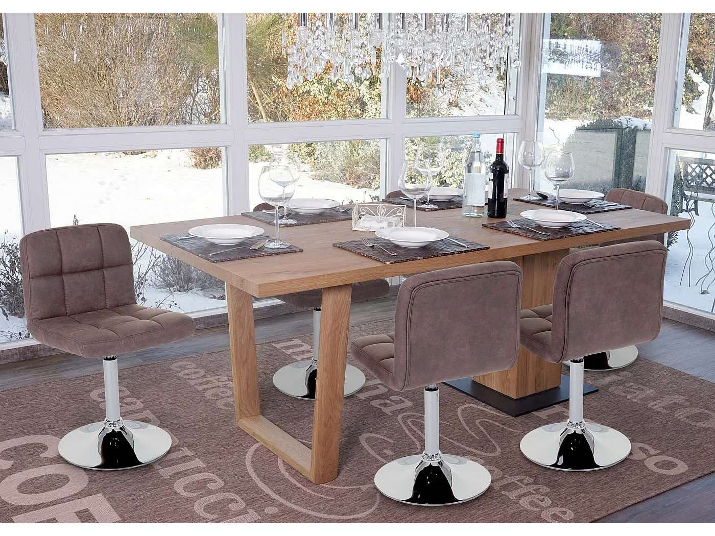 Chaise de salle à manger Cadiz (lot de 6),  brun foncé vintage