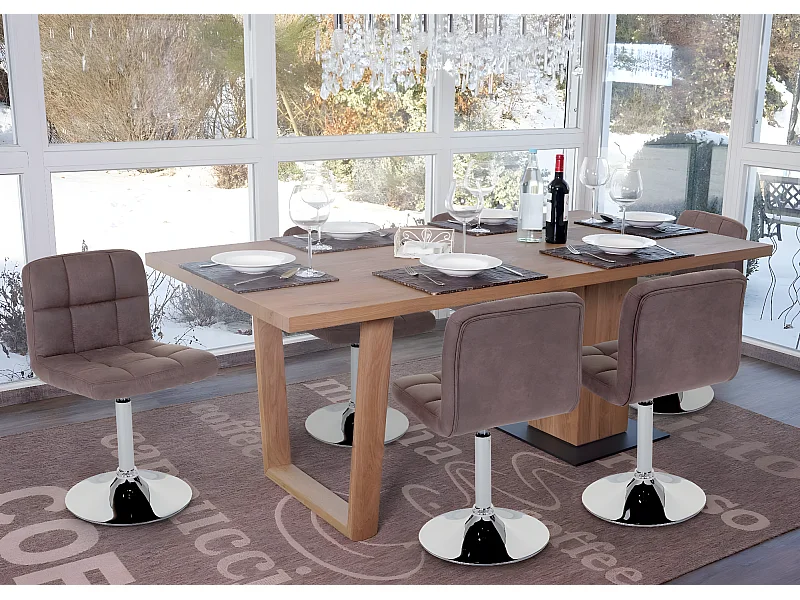 Set 6x sedie lounge Kavala elegante moderno tessuto 48x45x78cm marrone scuro vintage