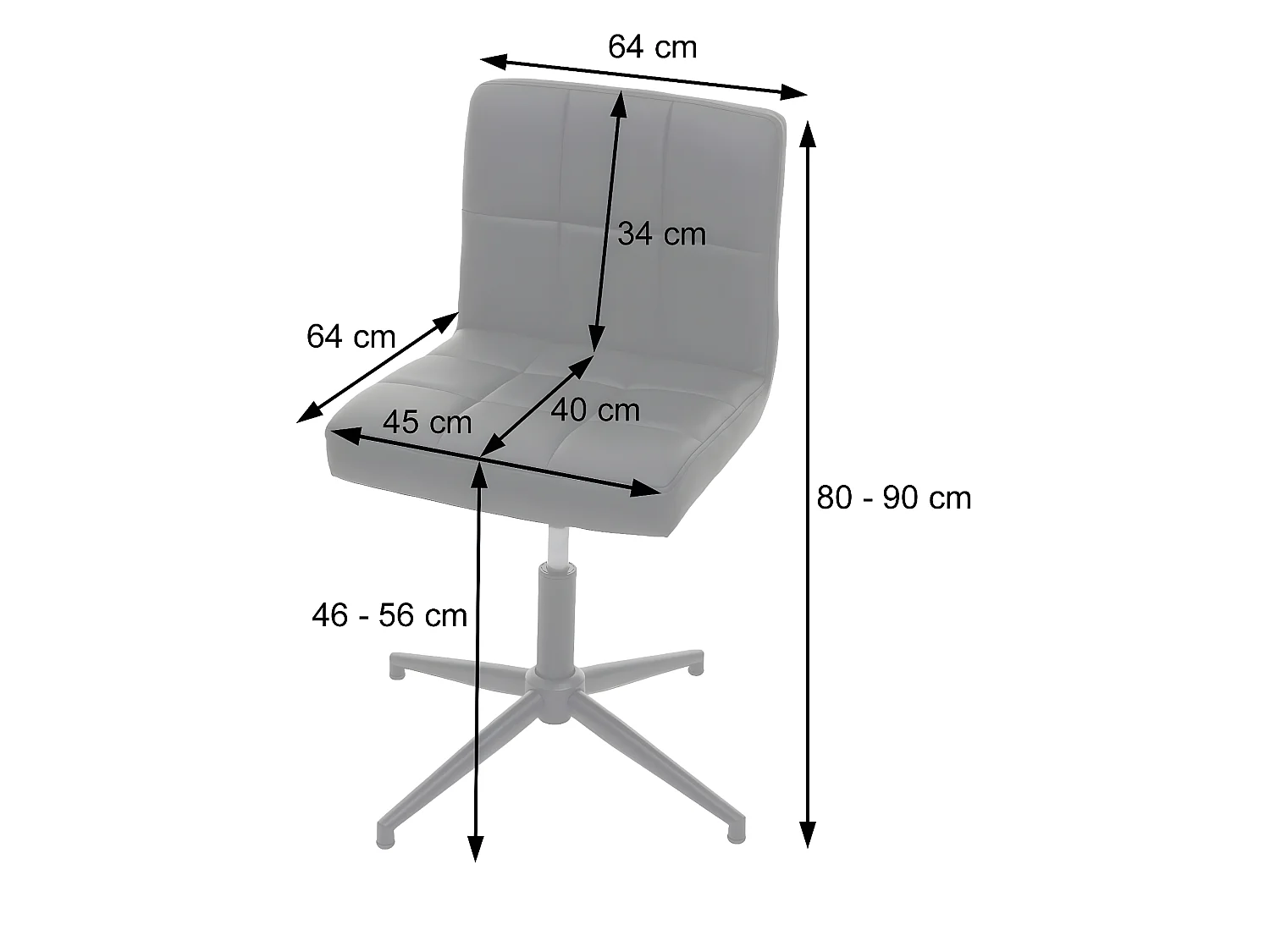 Eetkamerstoel Cadiz II (set van 2),  kunstleer zwart, voet zwart